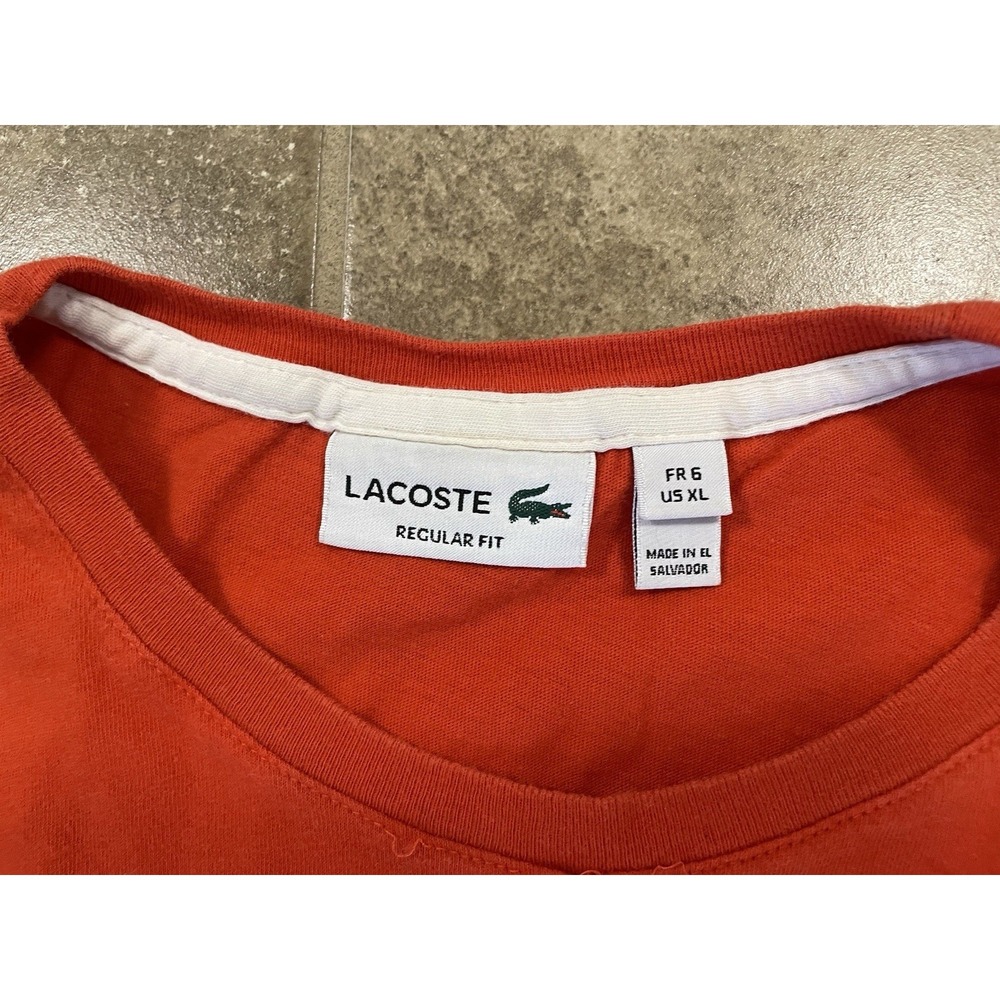 Lacoste Shirt Men's Sz 6 XL Orange Graphic T-Shirt Regular Fit Short Sleeve - Picture 3 of 7
